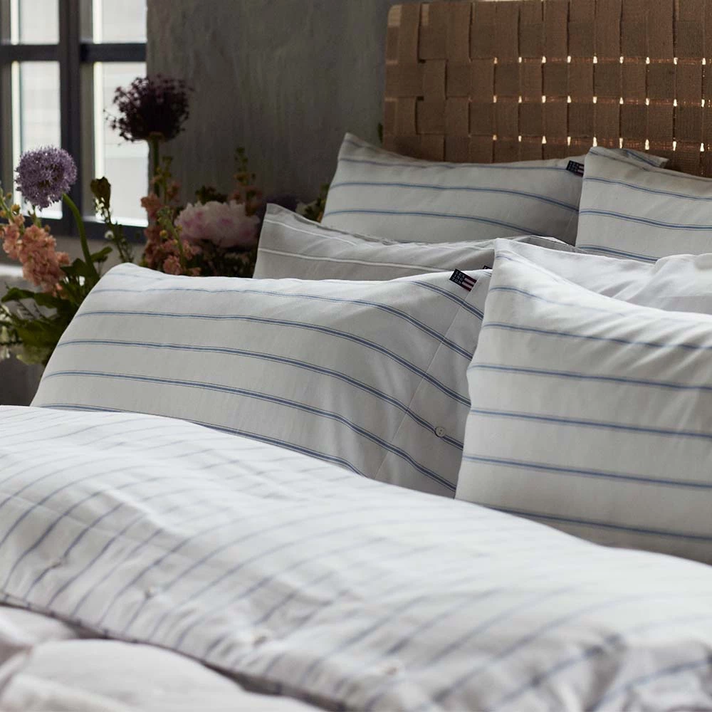 Lexington White/Blue Striped Lyocell/Cotton Påslakan 3 Lexington White/Blue Striped Lyocell/Cotton Påslakan - Bild 2